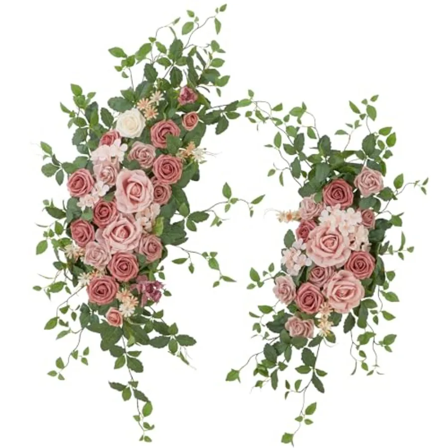 

Wedding Arch Flower Pack of 2 Artificial Silk Large Flower Swag Wedding Arches for Ceremony Reception Backdrop Floral Decor for