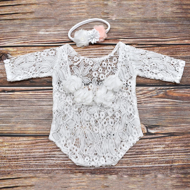 Baby Girl Photography Props Newborn Girl Photography Outfits with Flower Headband for Infants
