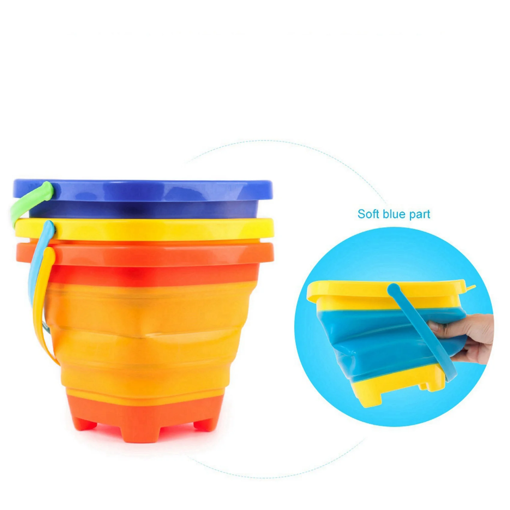 

ABUM-6PCS Foldable Bucket Foldable Pail Bucket Sand Buckets Silicone Collapsible Bucket For Kids Beach Play Camping 2L