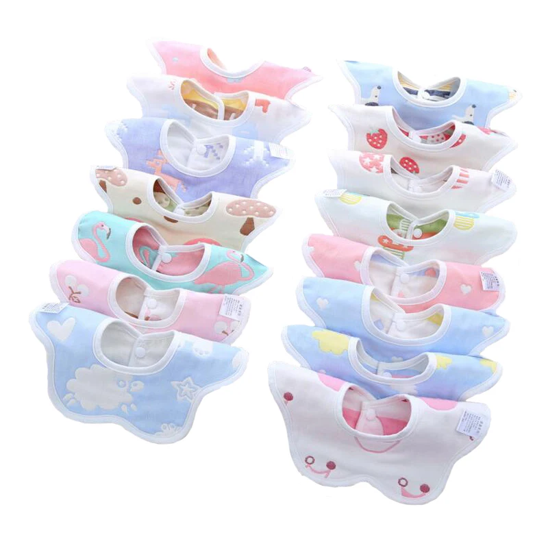 

10pcs Baby Bibs Infant Babador Saliva Bavoir Towel For Newborn Girls Boys baberos bebes Babadores Cotton Bib 6 Layers