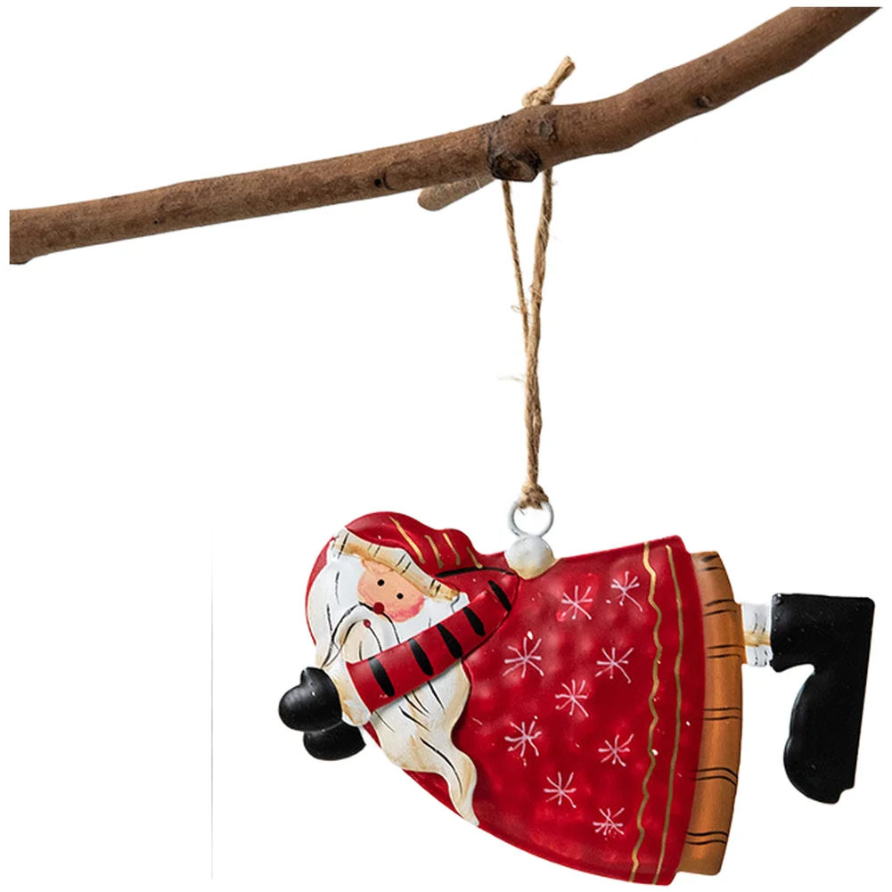 

Vintage Tin Christmas Ornaments Set with Santa Claus Snowman Tree Finial Star Hanging for Festive Home Decoration