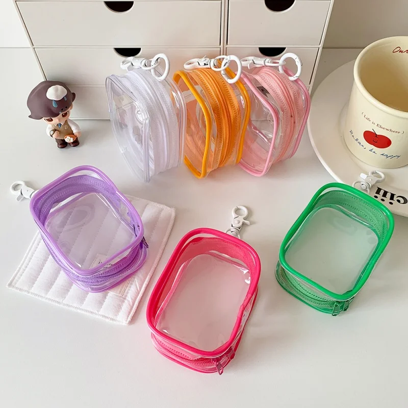 Portable Mini Clear Zipper Storage Bag-Space-Saving Organizer for Earphones & Chargers, Versatile with Handy Keychain Loop 1Pc