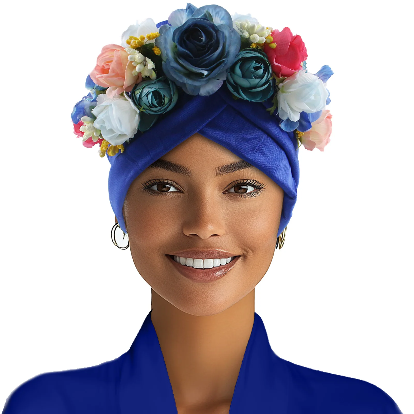 

Luxury Flower Bonnet Turban Cap Muslim Hijab African Auto Geles Wedding Party Headwear Nigeria Geles Hat Banquets Turbante Mujer