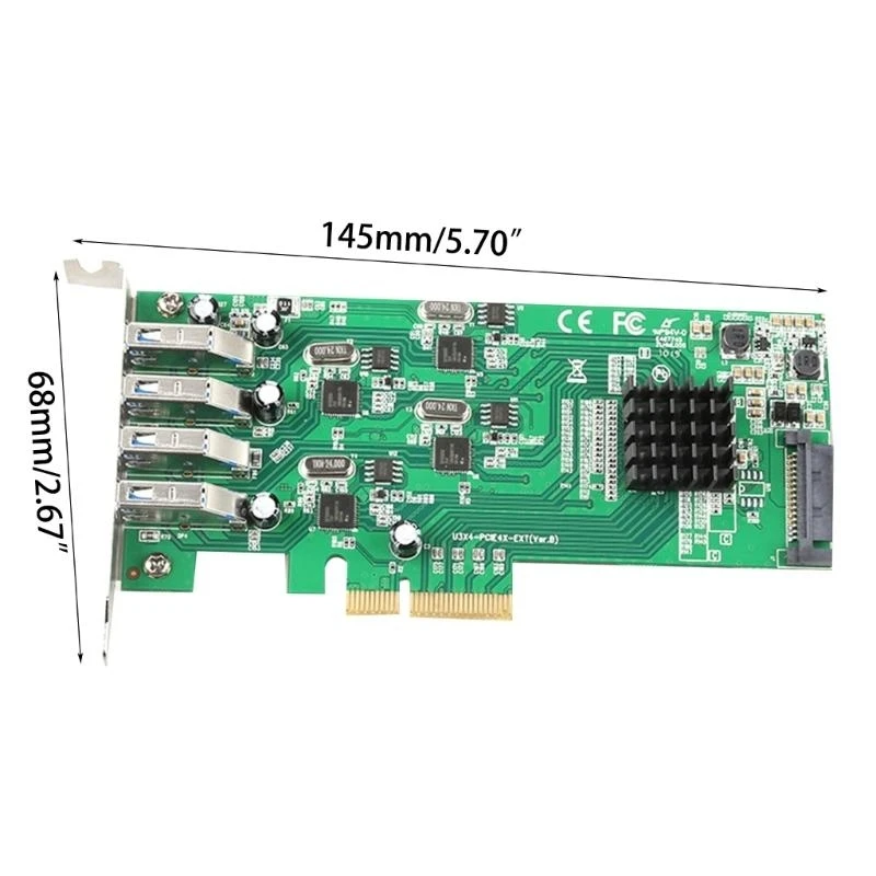 12pc 20 Гбит / с PCIe до USB Адаптер 4 Independent Pass USB3.0.