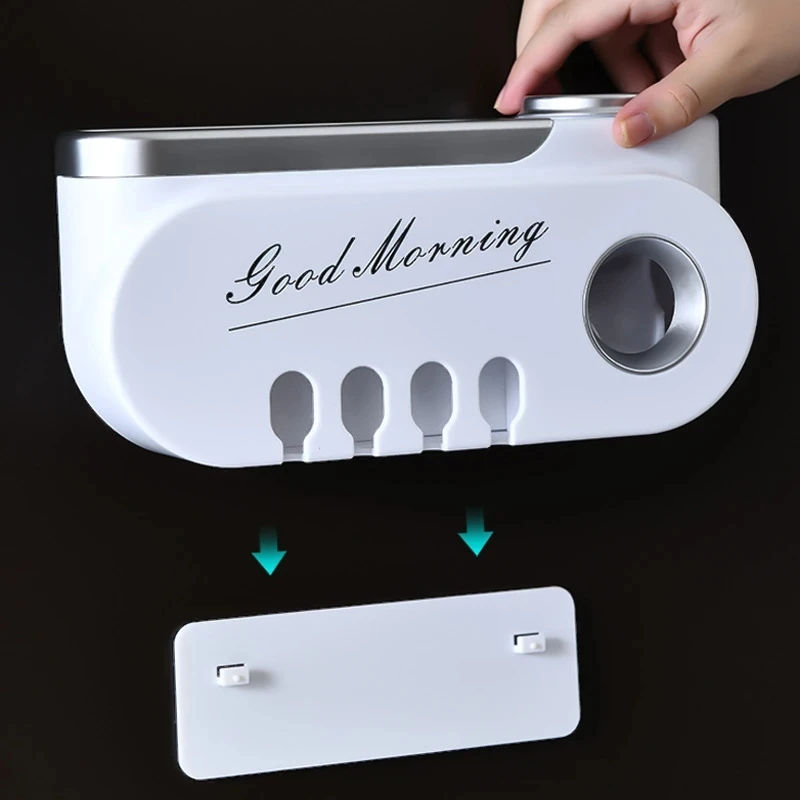 New Multi-hanging Toothbrush Holder Automatic Toothpaste Squeezer Dispenser Makeup Storage Rack Bathroom Accessories Sets Home