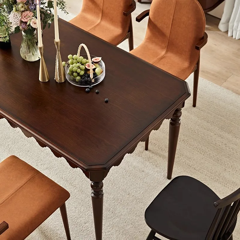 Cadeiras de mesa de jantar retrô americanas de madeira maciça, casa francesa, pequeno apartamento, mesa de jantar simples