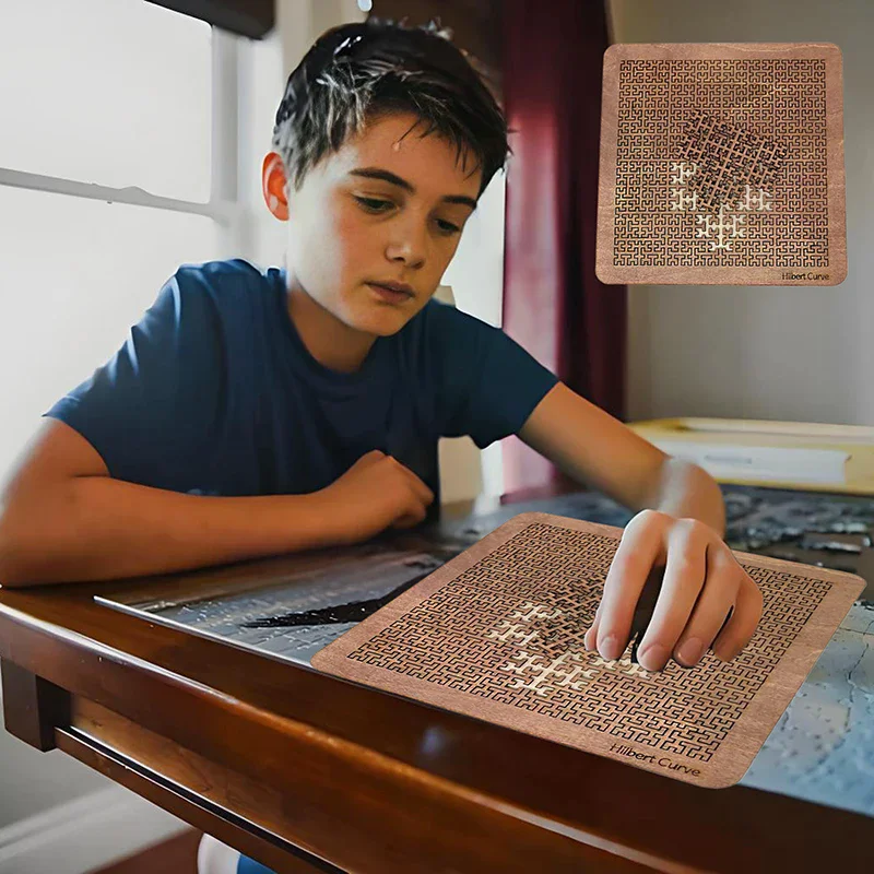 Complex Fractal Tray Puzzles, Odd Shaped Wooden Jigsaw, Difficult Twisty Labyrinth Endeavor