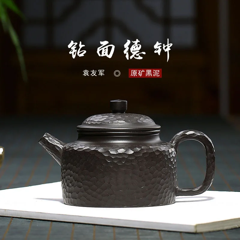 

★★Dezhong Purple Clay Pot Raw Ore Black Clay Handmade Teapot Yuan Youjun Diamond Surface Dezhong Pot Teaware Gifts