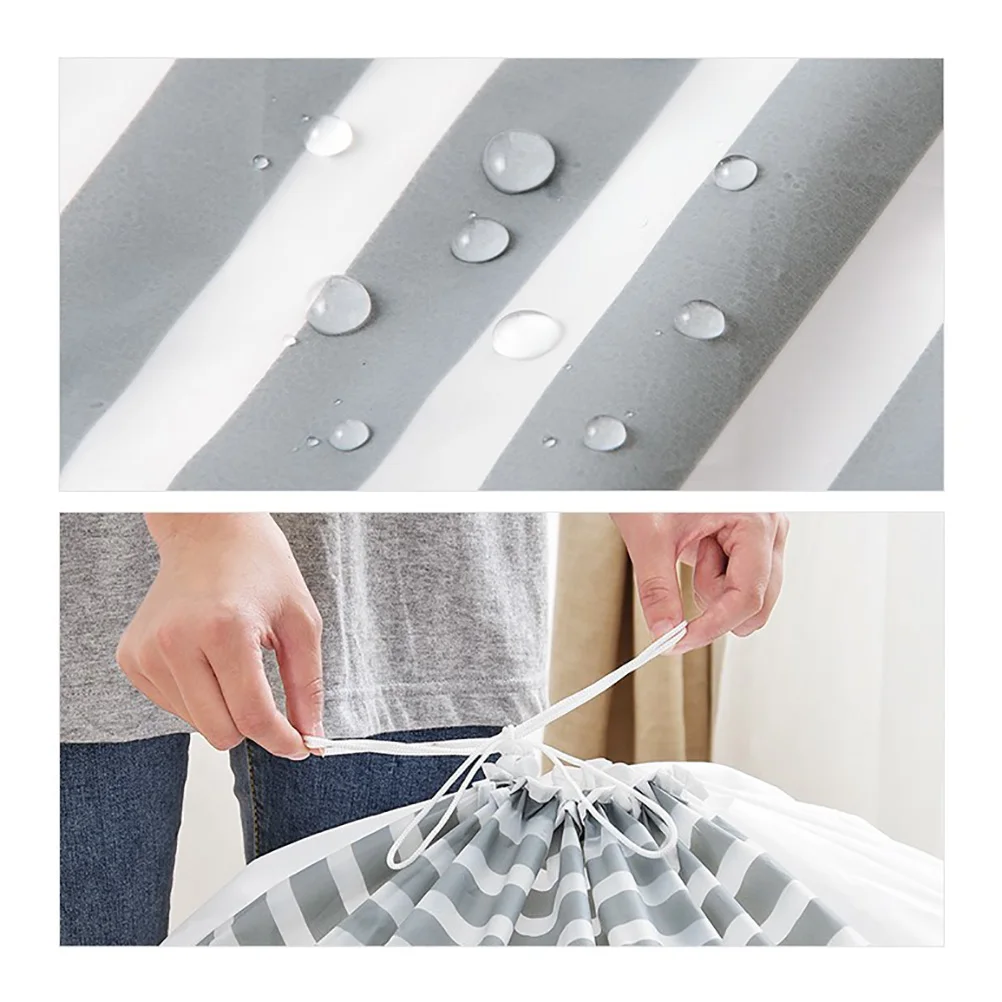 

Quilt Storage Bag Large Space Saving Foldable PEVA Drawstring Laundry Organizer Home Travel Light Grey Storage Solution Clothing