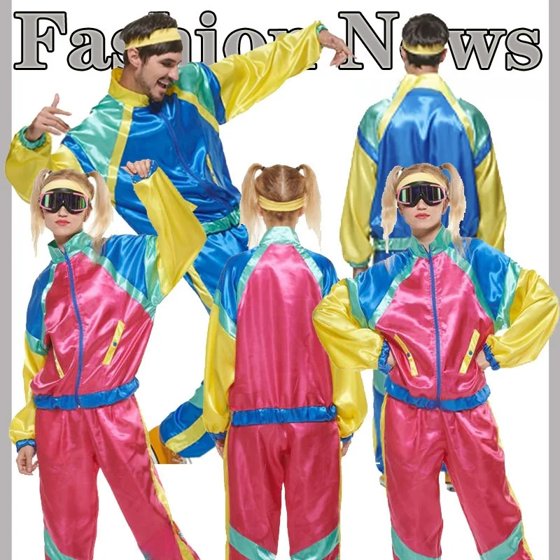 

70s Retro Hip Hop Ro Music loween Couple Sports Stage Performance Costume Dance ow Outfit Retro Sle Couple Clothes