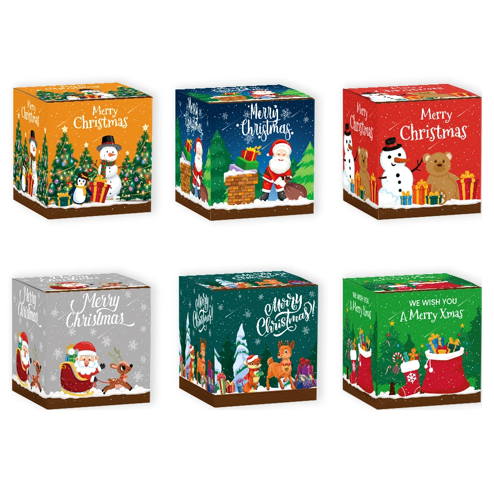 6/12pcs 2024 New Christmas Gift Box Santa Claus Candy Box Merry Christmas Party Gift Packaging Supplies New Year Gift Home Decor