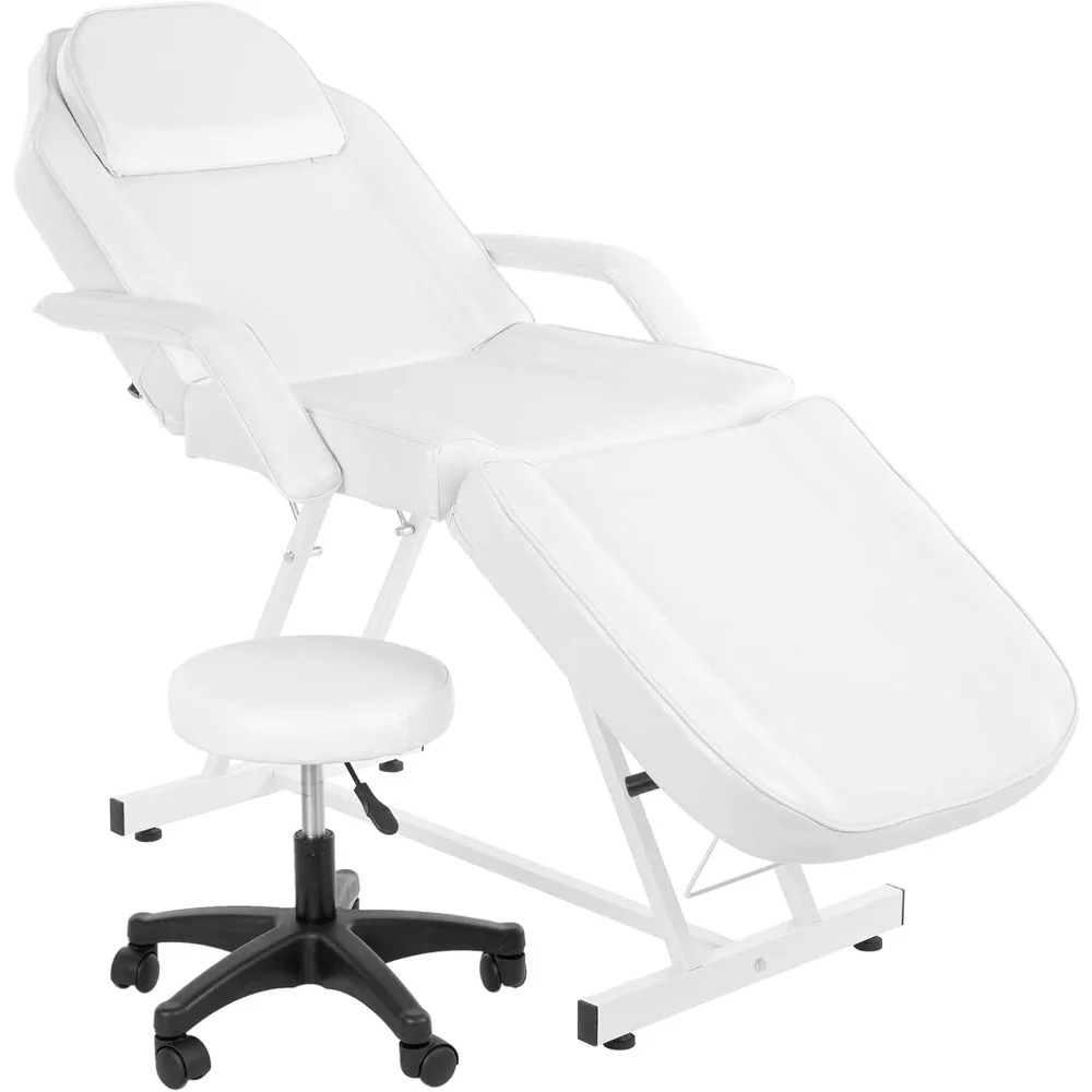 

Massage Salon Tattoo Chair Esthetician Bed with Hydraulic Stool,Multi-Purpose 3-Section Facial Bed Table, Adjustable Be