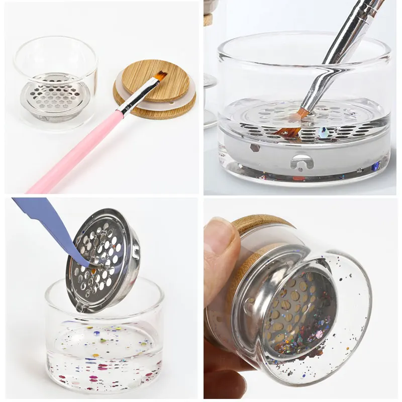 Poudre de verre liquide pour Nail Art, tasse, couvercle de plat, bol, support de verre, conteneur, équipement, outils d'art des ongles, Kit de poudre acrylique, 1 pièce