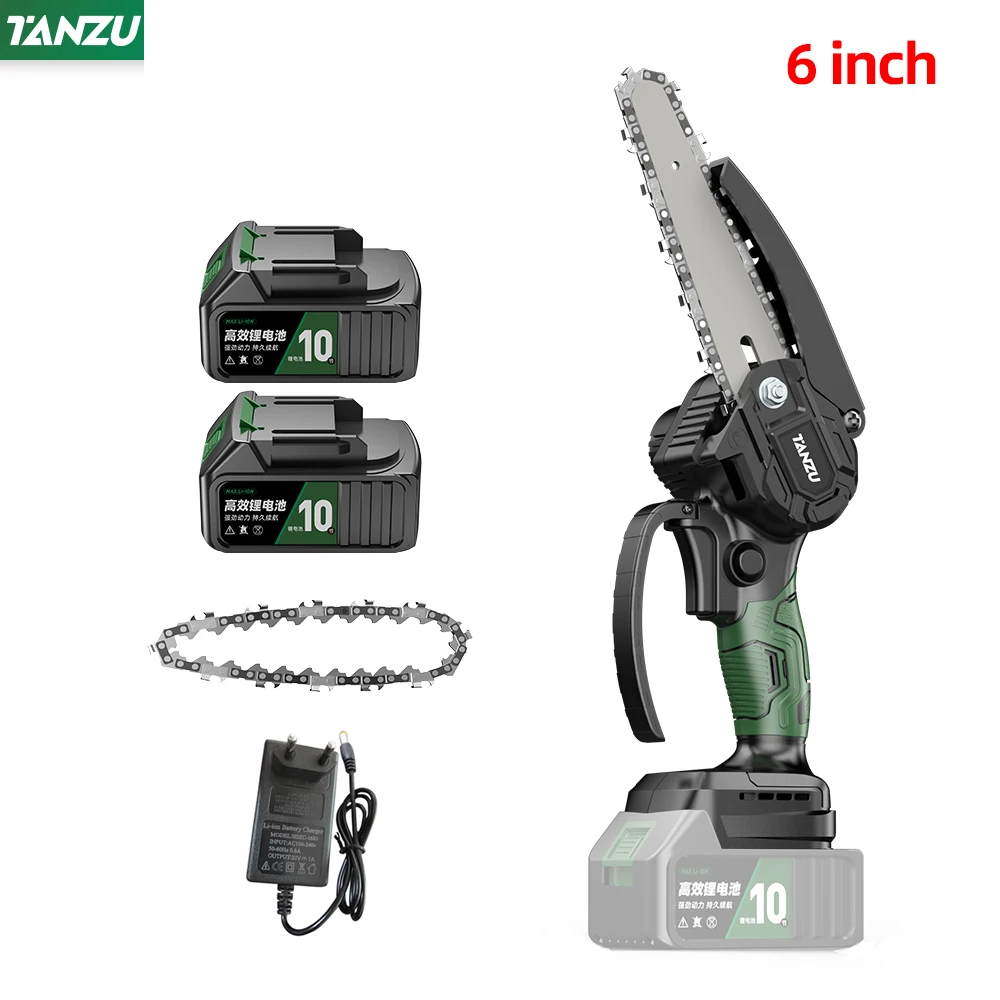 

6 8 Inch Mini Brushless Electric Chain Saw 21V Hand Pruning ChainSaw Garden Cutting Tools Trimming Wood With Lithium Battery