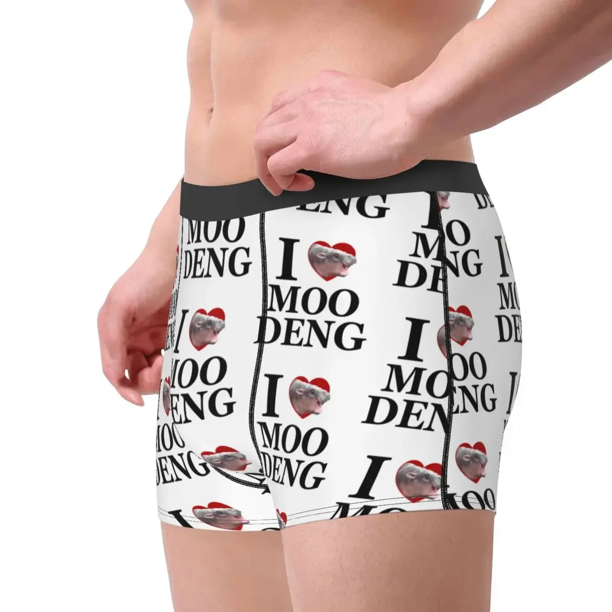 Humor Boxer I Heart Moo Deng Shorts Panties Briefs Man Underwear Breathable Underpants for Homme Plus Size