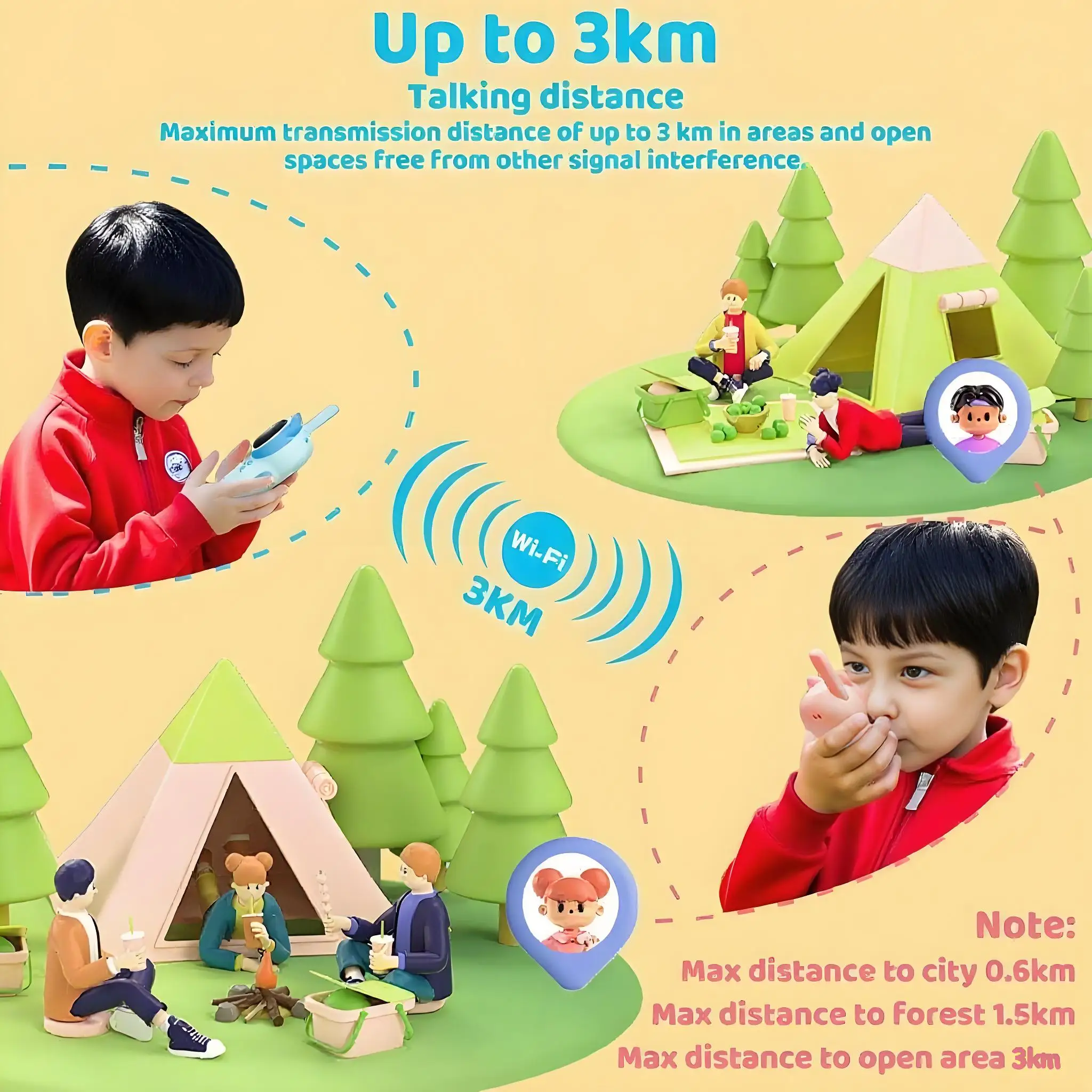 2PCS Kids Walkie Talkies Toy  Rechargeable Battery Flashlight 2 Way Long Range Radio Phone Kids Boys Girls Children Gifts