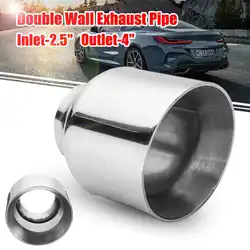 1PCS 63mm-101mm Stainless Steel Exhaust Muffler Pipe Dual Wall Muffler Tips Exhaust Tail Tube Universal