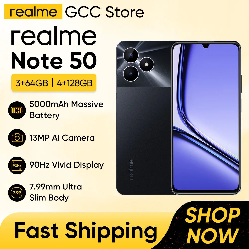 هاتف Realme-Note 50 بشاشة عرض كبيرة ، هاتف قوي 8 أنواة ، كاميرا 13MP AI ، مقاومة للماء IP54 ، مرة ، من من من نوع Realme in