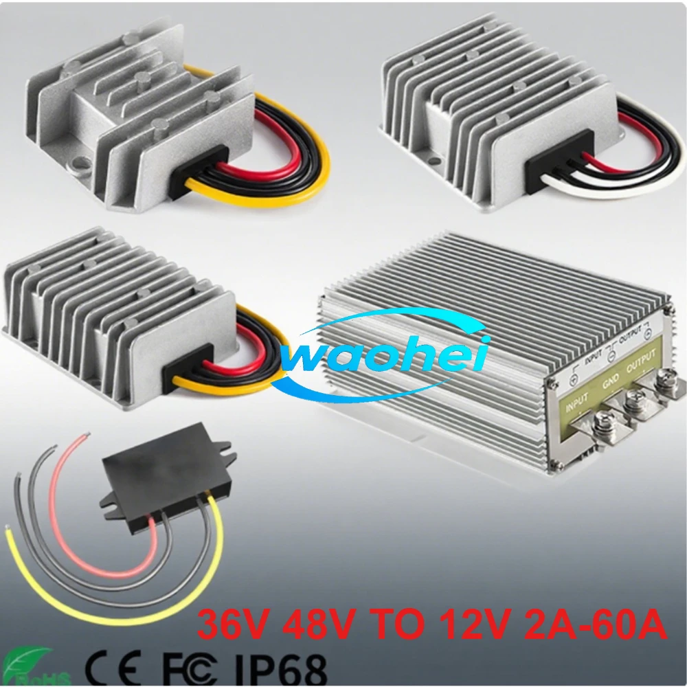 

36V 48V to 12V 2A-60A Step Down DC DC Converter Voltage Regulator Buck Stabilizer Module 48V-12V Transformer Car Power Supply