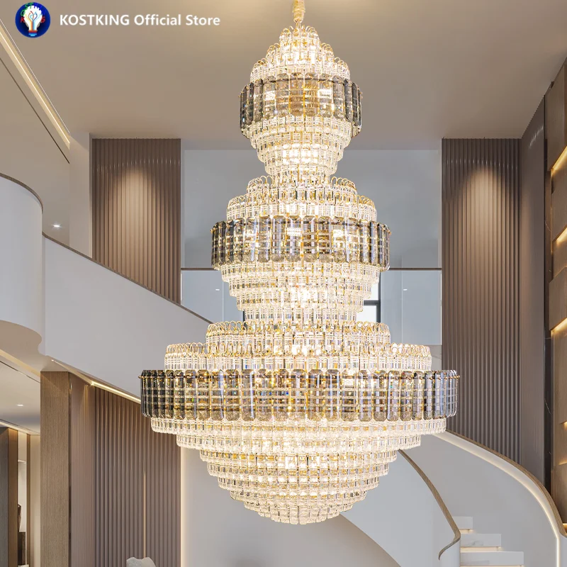 European Duplex Chandelier Luxury Hotel Lobby Loft Crystal Light Creative Personality Villa Living Room Stairwell Big Hanging