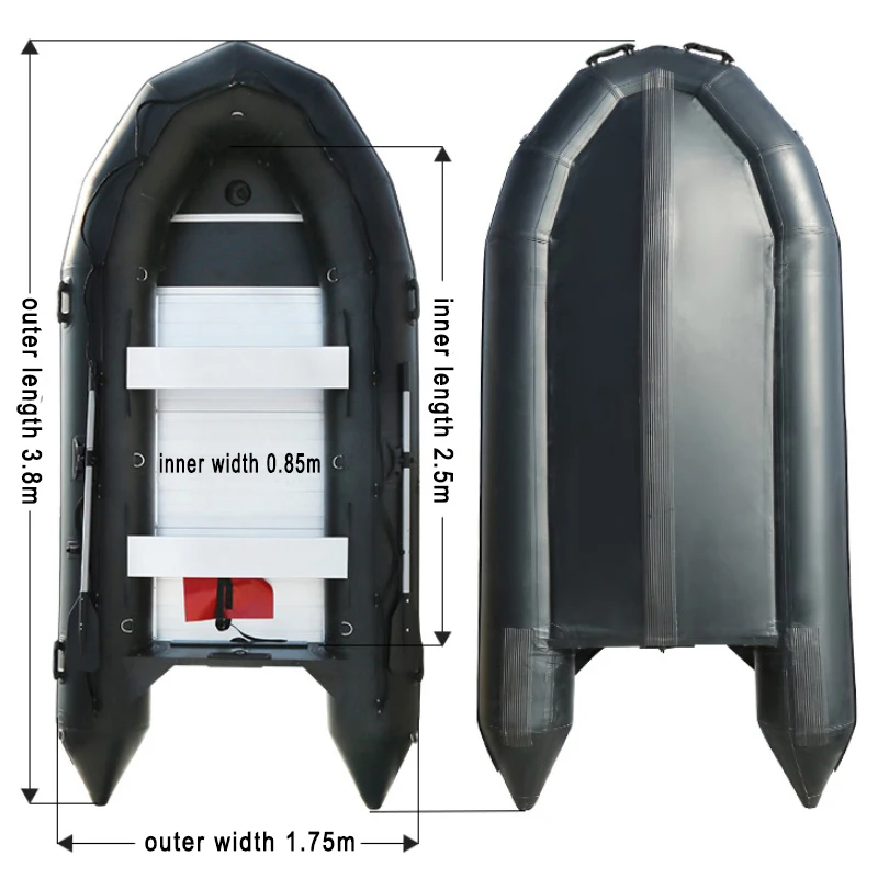 12.5 Feet Durable High Quality Portable Inflatable Boat Motor Boat Fishing Sport Boat For Sale