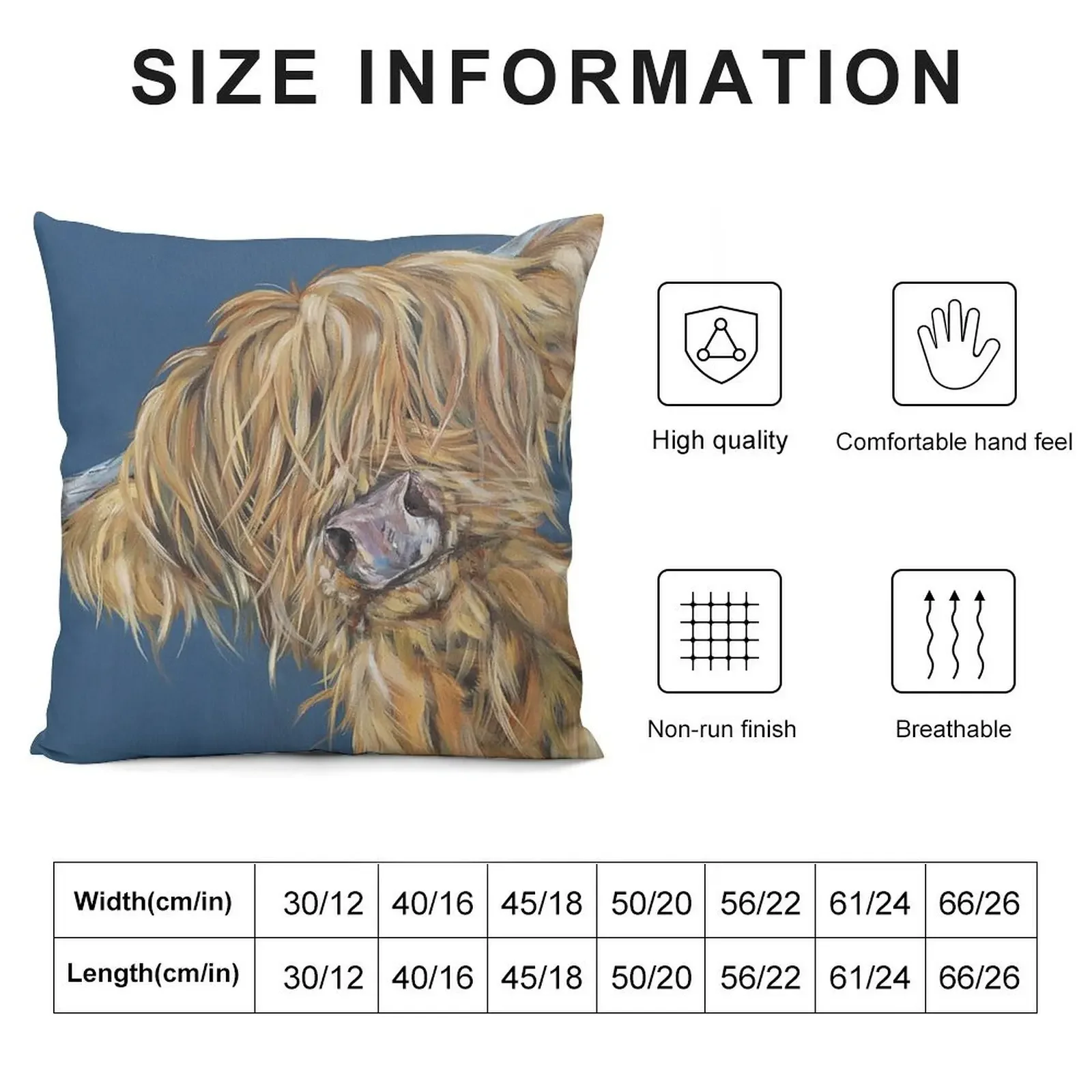 Cutie Coo! Highland hairy cow, Heilan Scottish coo art by award-winning UK artist Sam Fenner Throw Pillow