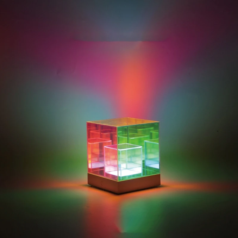 3D Cube Pyramid Diamond Night Light, RGB Colorful Atmosphere, Table Lamp, USB, Bedside, Desktop, Decorative, Bedroom, Home