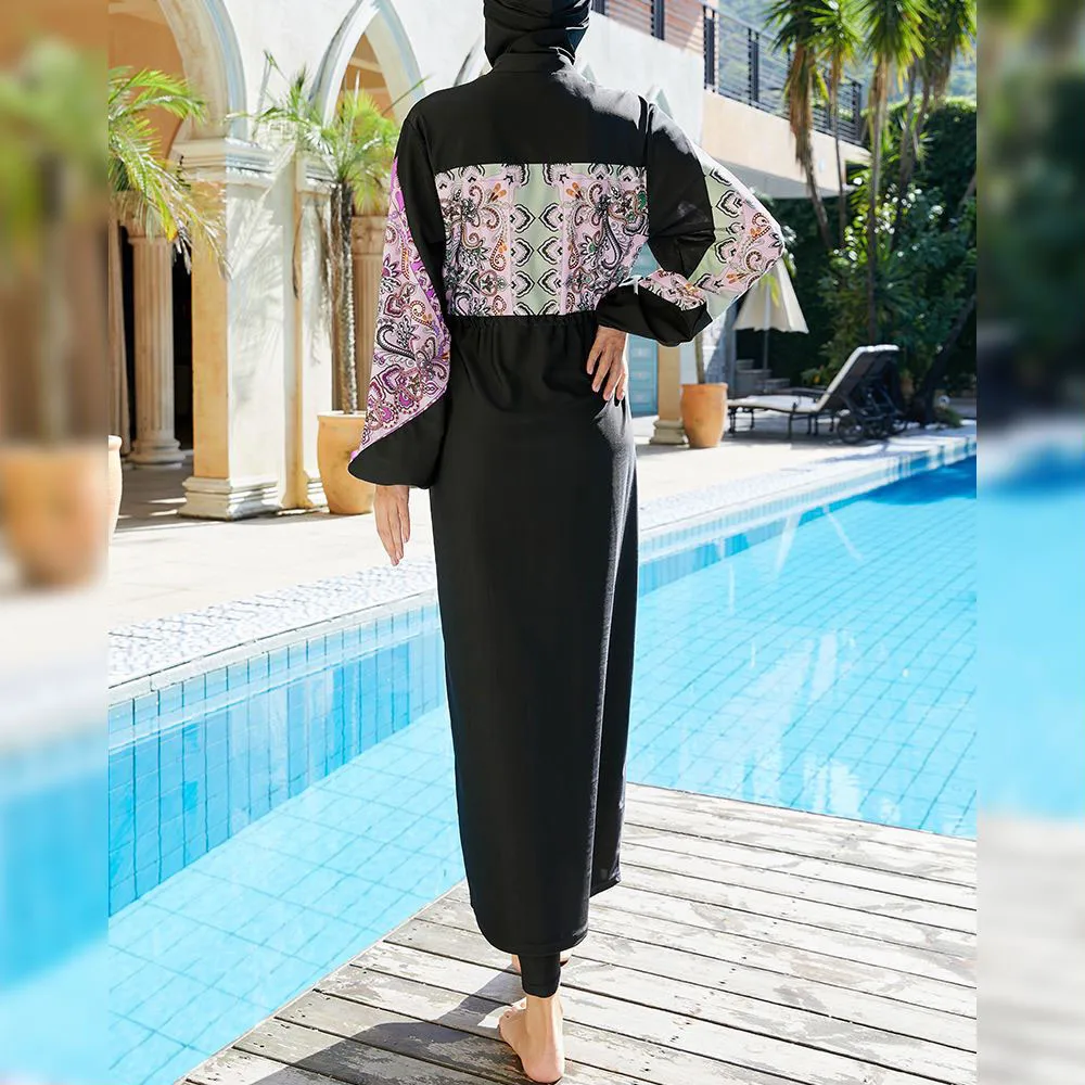 2025 New Arrival Stylish Muslim Swimwear 3 Piece Long Robe Swimming Hijab Suit Muslimah Hijab Swimsuit Islamic Swimwear Beach