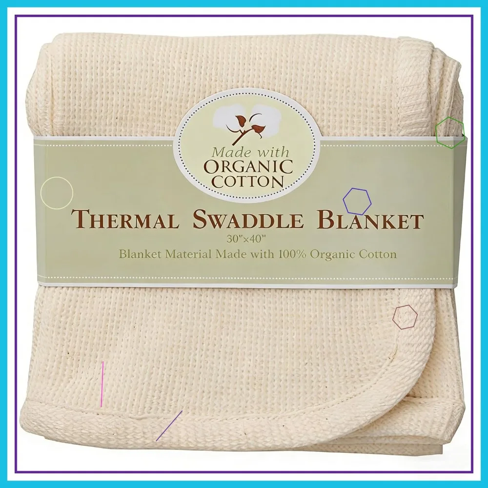 

30x40 Organic Cotton Swaddle Blanket, Thermal Waffle Weave, Soft Breathable for Baby Boys & Girls