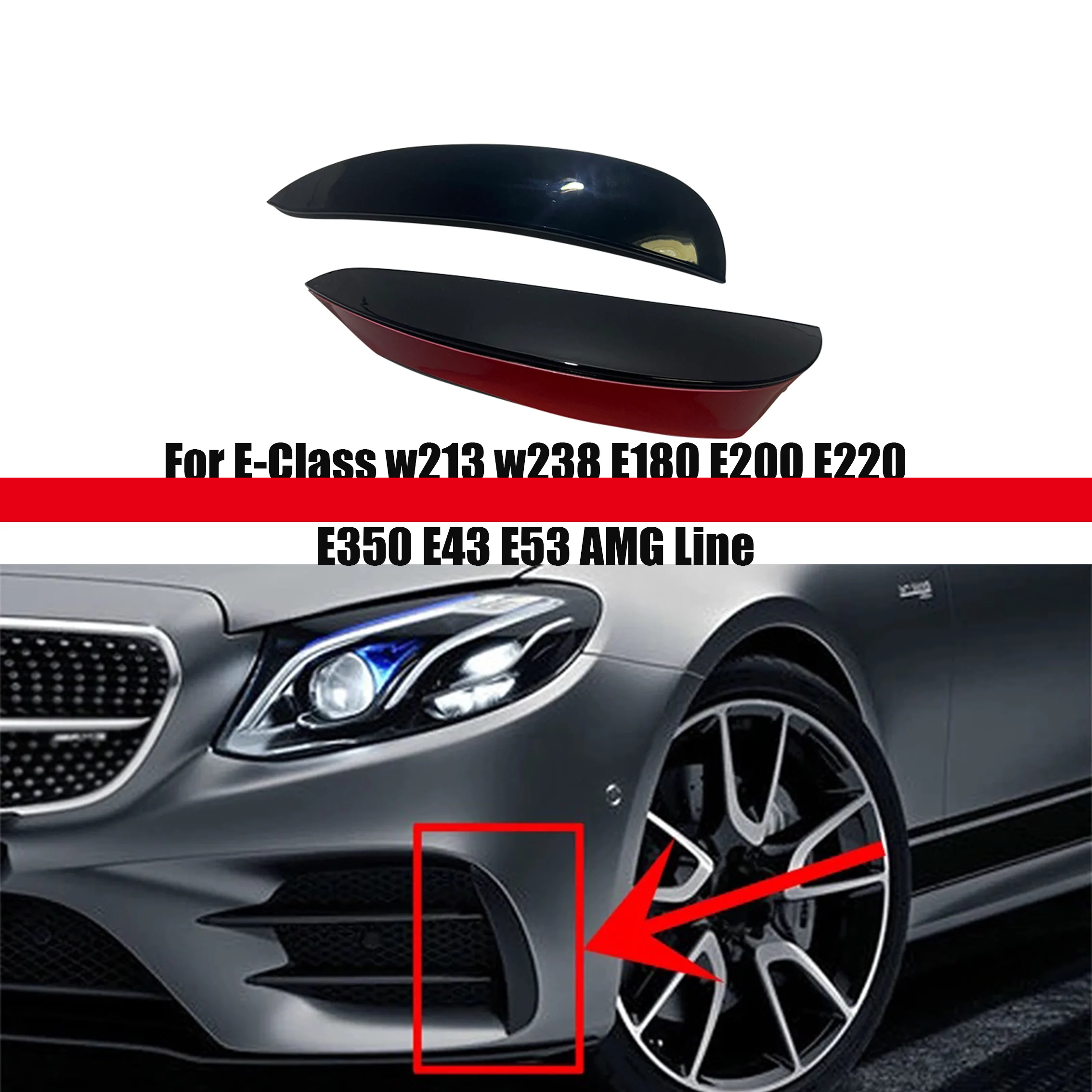 For Mercedes Benz W213 AMG C238 E180 E200 E220 E250 E300 E43 E53 2016 2017 2018 2019 Front Bumper Side Canard Cover