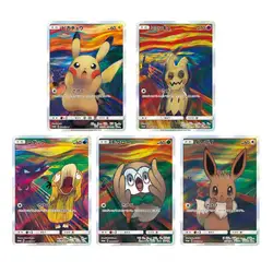 5 pz/set Pokemon Ptcg Pikachu Eevee Psyduck Mimikyu serie di pittura a olio Self Made Anime Game Collection carte regali fai da te