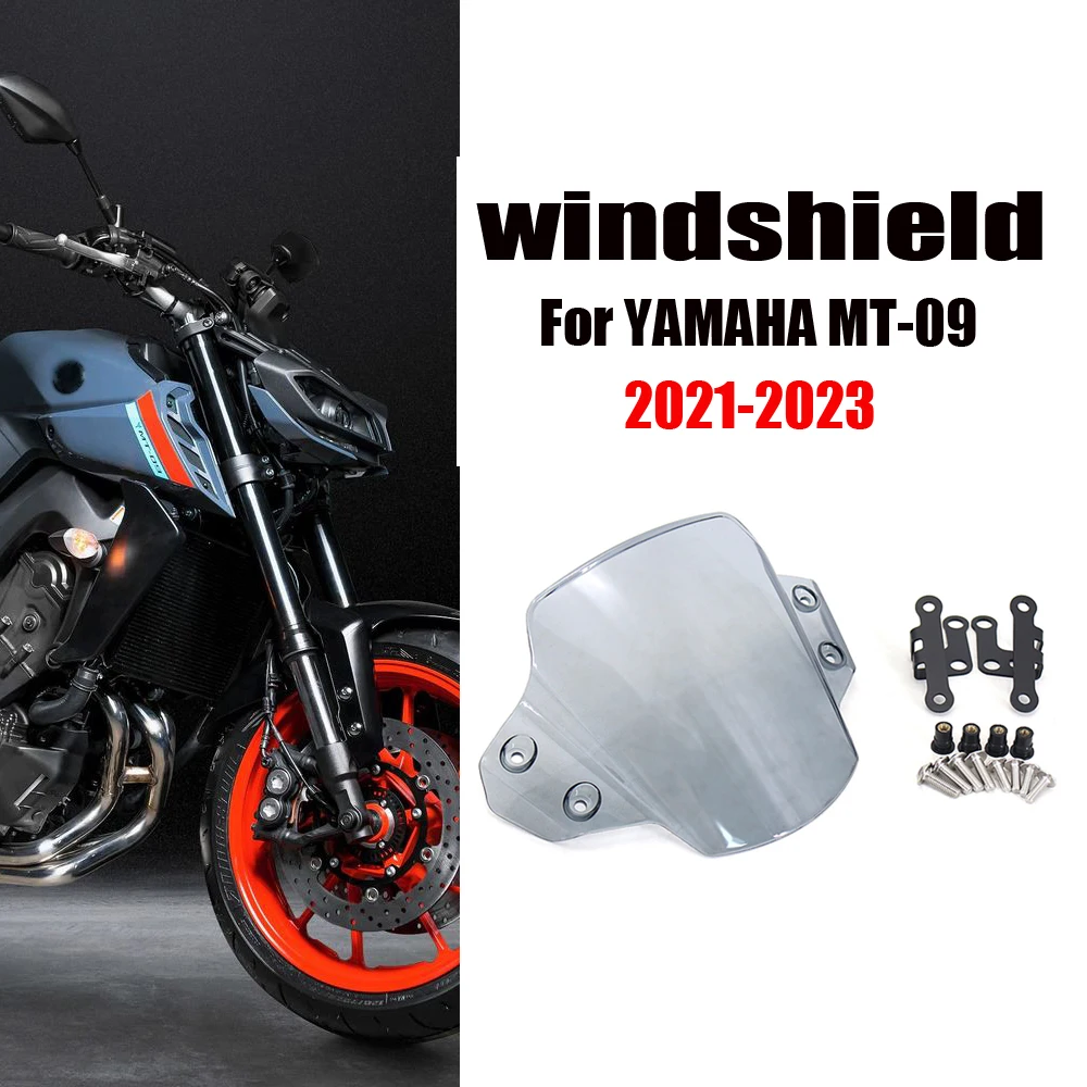 

New Motorcycle MT09 Touring Sports Windscreen Windshield W/ Support Kit Deflector For YAMAHA MT-09 MT 09 mt09 2021 2022 2023