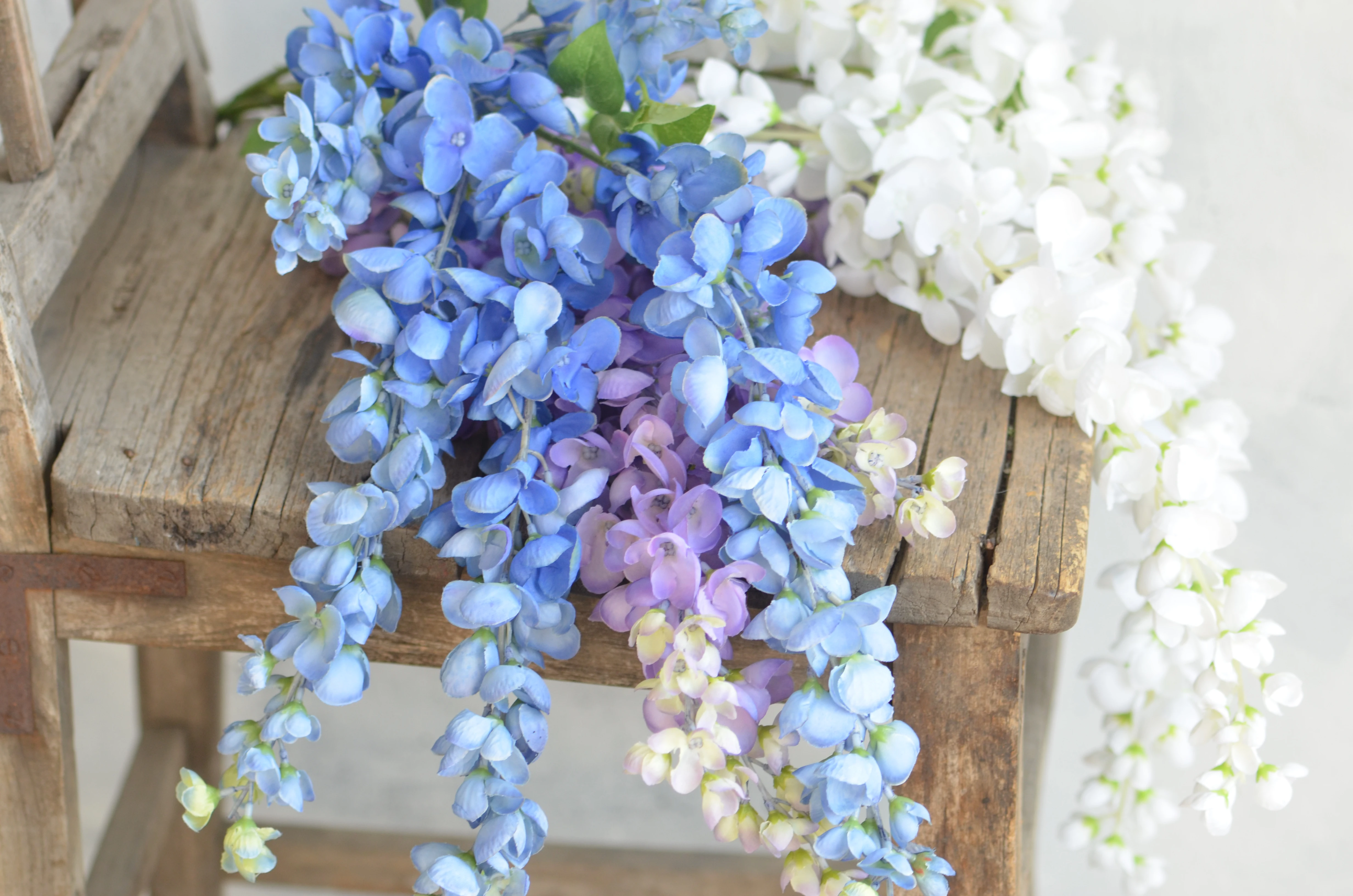 Artificial Wisteria Hanging Flowers , Faux Wisteria Stem in Purple/Blue/White, Wedding/Home Centerpieces, DIY Floral Arrangement