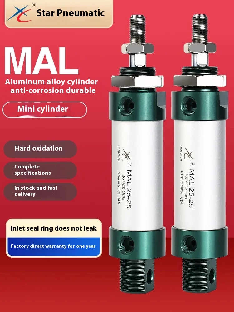 Xingchen Silinder Mini Aloi Aluminium Pneumatik MAL16/20/25/32/40*25*50S Silinder Pena Aksi Ganda