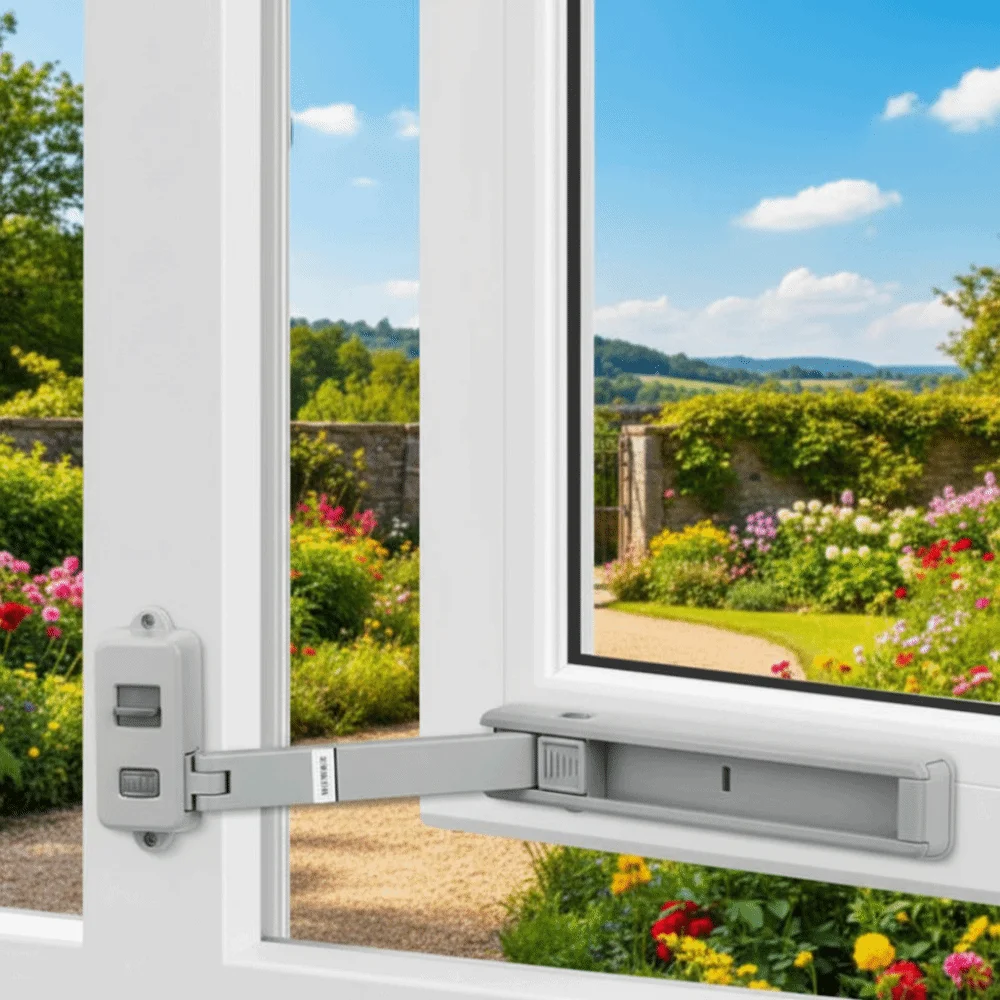 قفل حماية الطفل البلاستيكي، تثبيت قوي، لا يوجد قفل أمان للنافذة، تصميم للجنسين، مقيد نافذة مضاد للسرقة