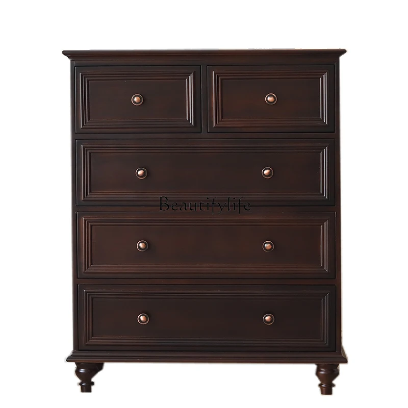 

American solid wood drawers seven chest cabinets solid wood storage light luxury living room bedroom wall cabinet