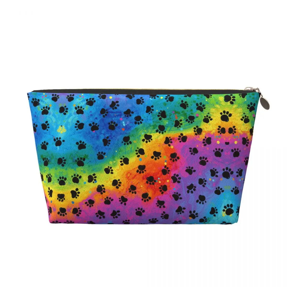 Custom Rainbow Animal Footprint Dog Paw Prints Travel Cosmetic Bag Women Makeup Toiletry Organizer Lady Beauty Storage Dopp Kit