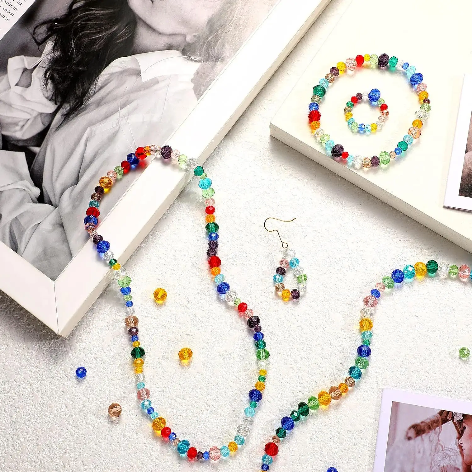 300pcs Round Crystal Glass Beads Color Loose DIY Craft Bracelet, Necklace Jewelry Making, 4mm 6mm 8mm image 2