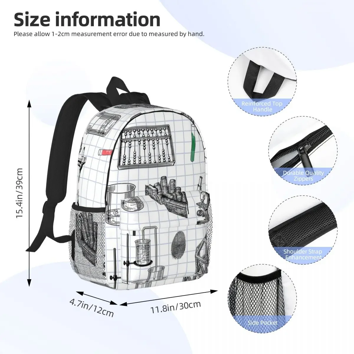 Science Chemistry Scientist Pattern Backpacks Teenager Bookbag Children School Bags Laptop Rucksack Shoulder Bag Large Capacity