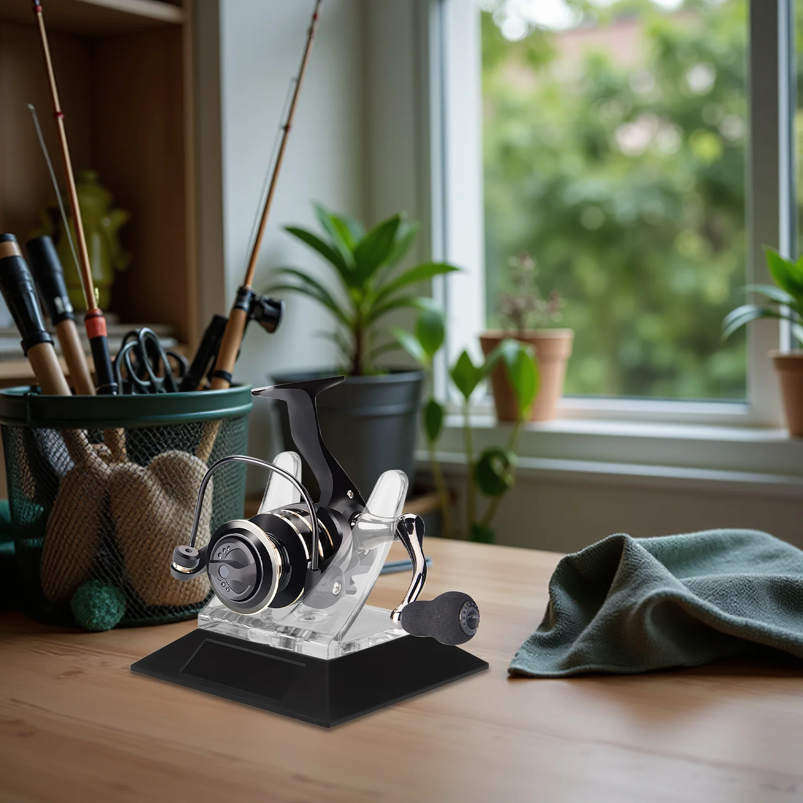 

Fishing Reel Display Stand Spinning Reel Organizer Desktop Lure Storage Rack Holder for Garage Rod Holder Fishing Gear Display