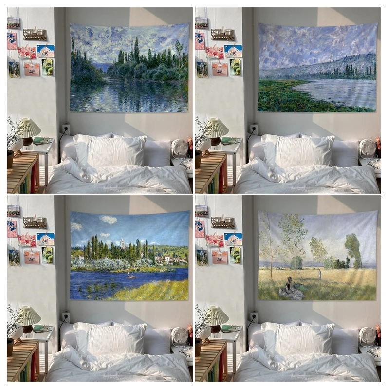 

Claude Monet Artwork Art Tapestry Chart Tapestry for Living Room Home Dorm Decor Art Home Decor