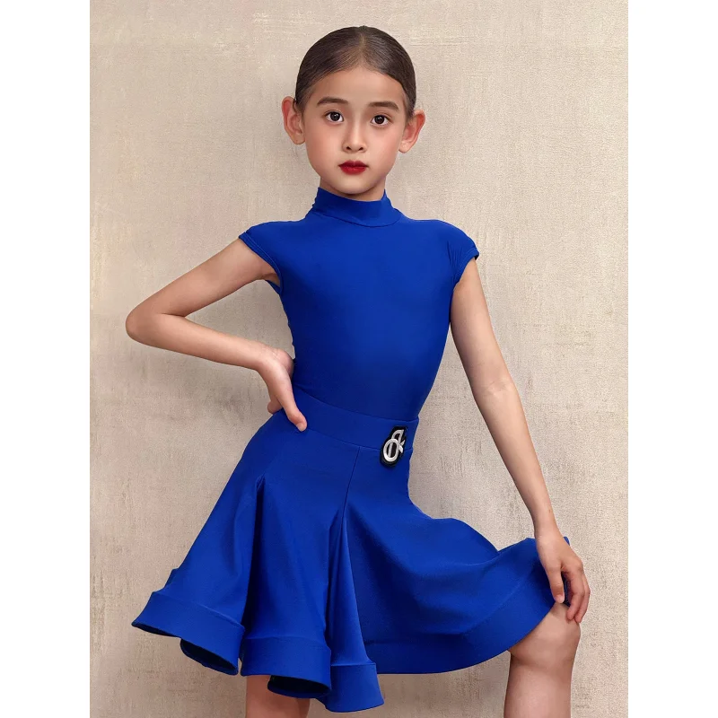 Kinderen Latin Dance Training Kostuum Kinderen Meisjes Romper en Fishbone Swing Rok Samba Competitie Danskleding Dames Competitie