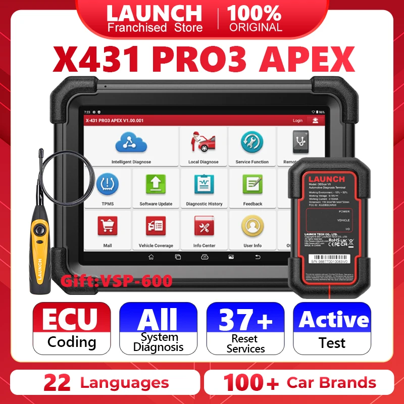 Launch X431 PRO3 APEX 자동차 진단 도구, 자동차 전문 기계 도구, OBDII 스캐너, OBD2 스캔, ECU 코딩 