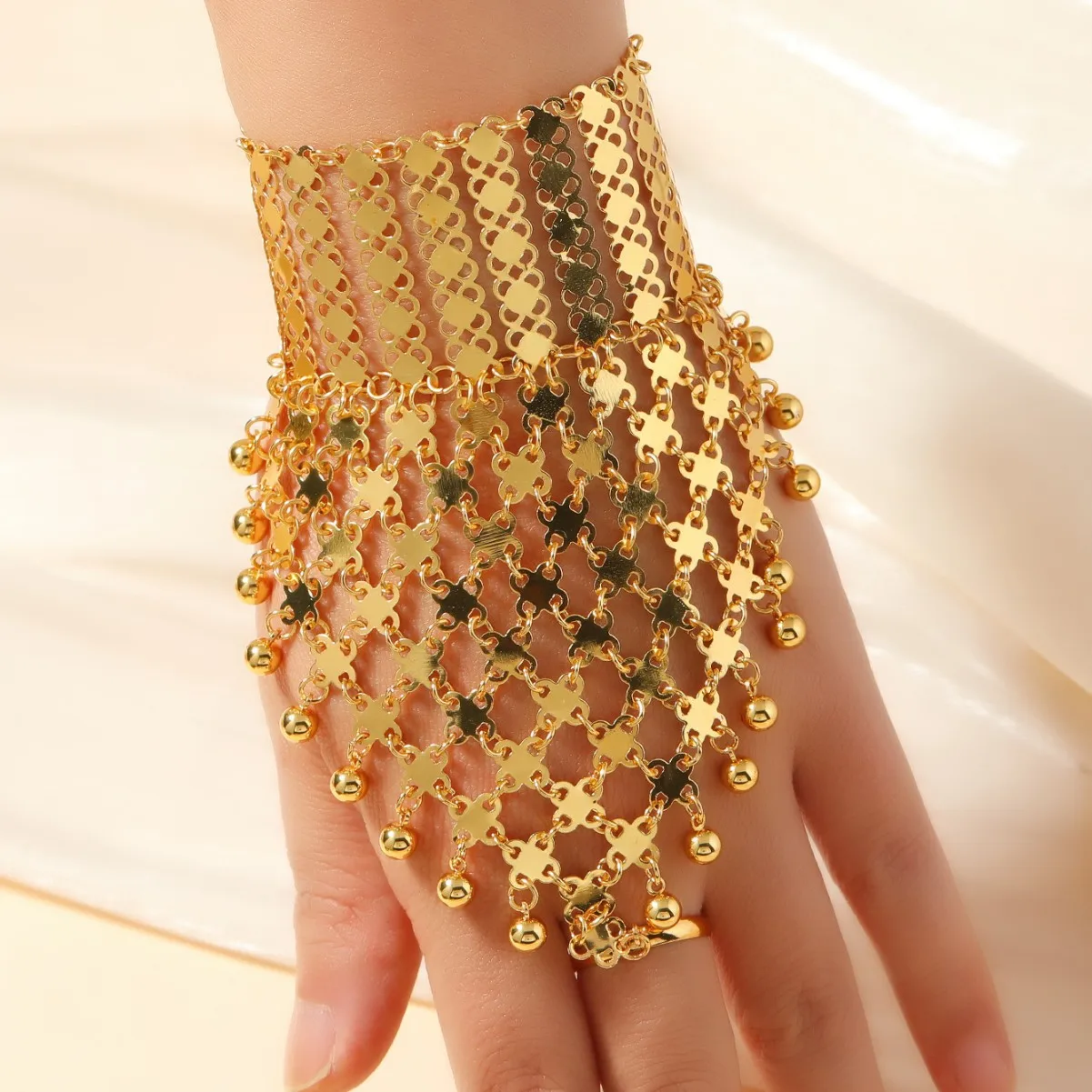 New Fashion Dubai 24K Gold Plated Bracelet and Ring Romantic Wedding Party Jewelry Set for Lover 666