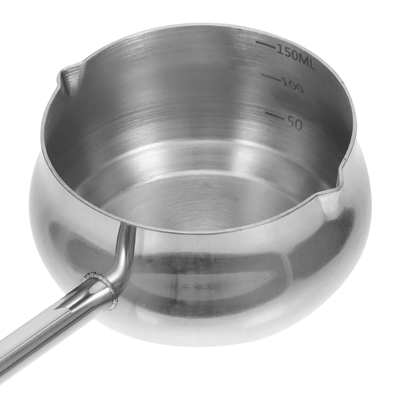 Stainless Steel Mini Soup Pot with Spout and Ergonomic Long Handle Measuring Saucepan for Hot Oil Butter Melting Cheese view 2