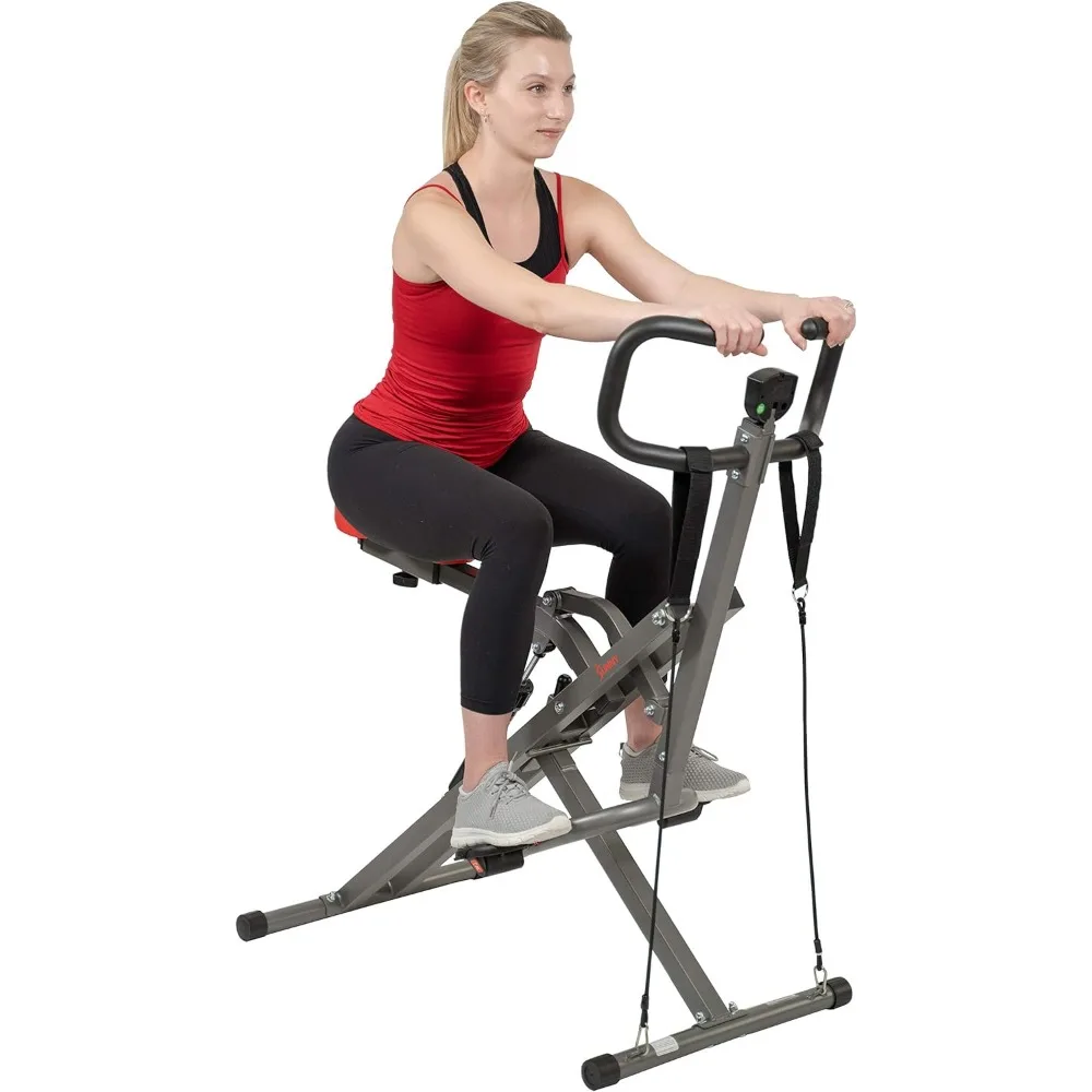 Row-N-Ride PRO, Full Body Combo Fitness Machine w/Resistance Bands, Easy Setup & Foldable for Rower, Glute & Leg Cardio