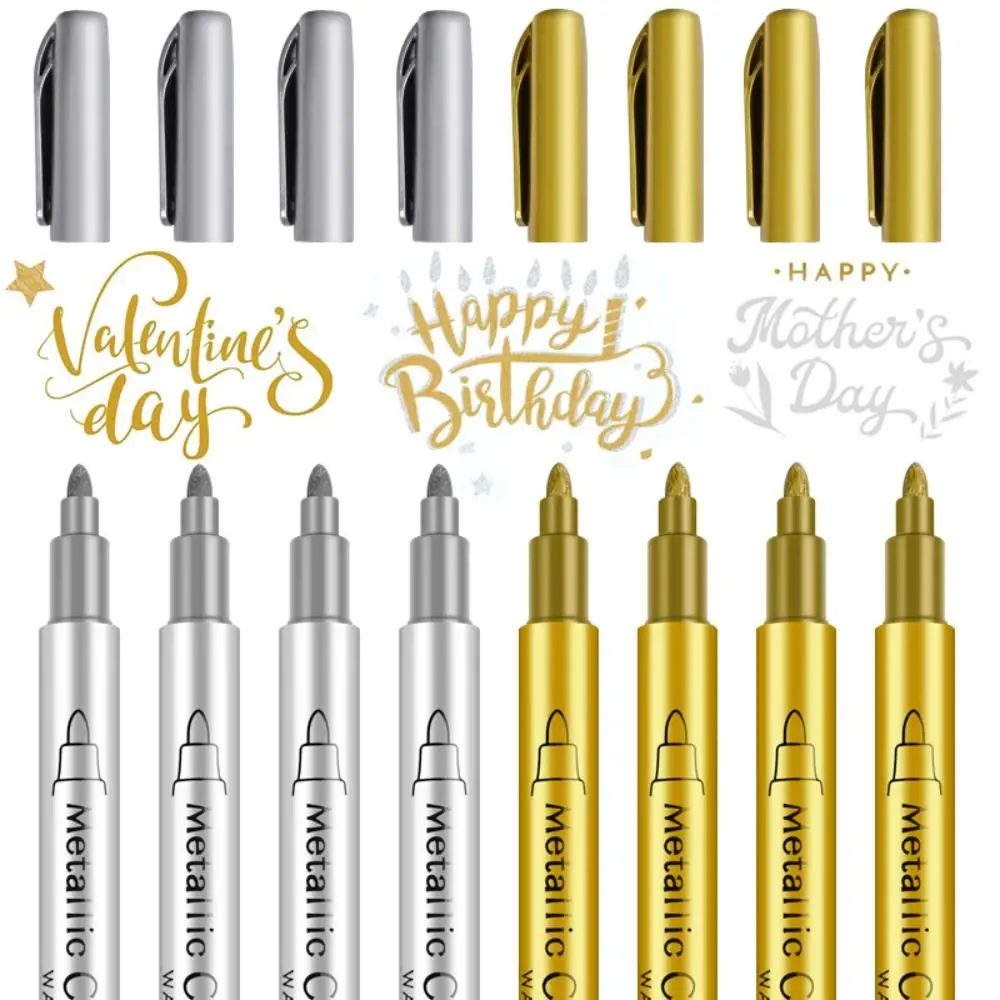 1Pcs Long-lasting Metallic Marker Pens Gold Silver Permanent Art Markers for Artist Illustration Crafts Scrapbooking Fabric