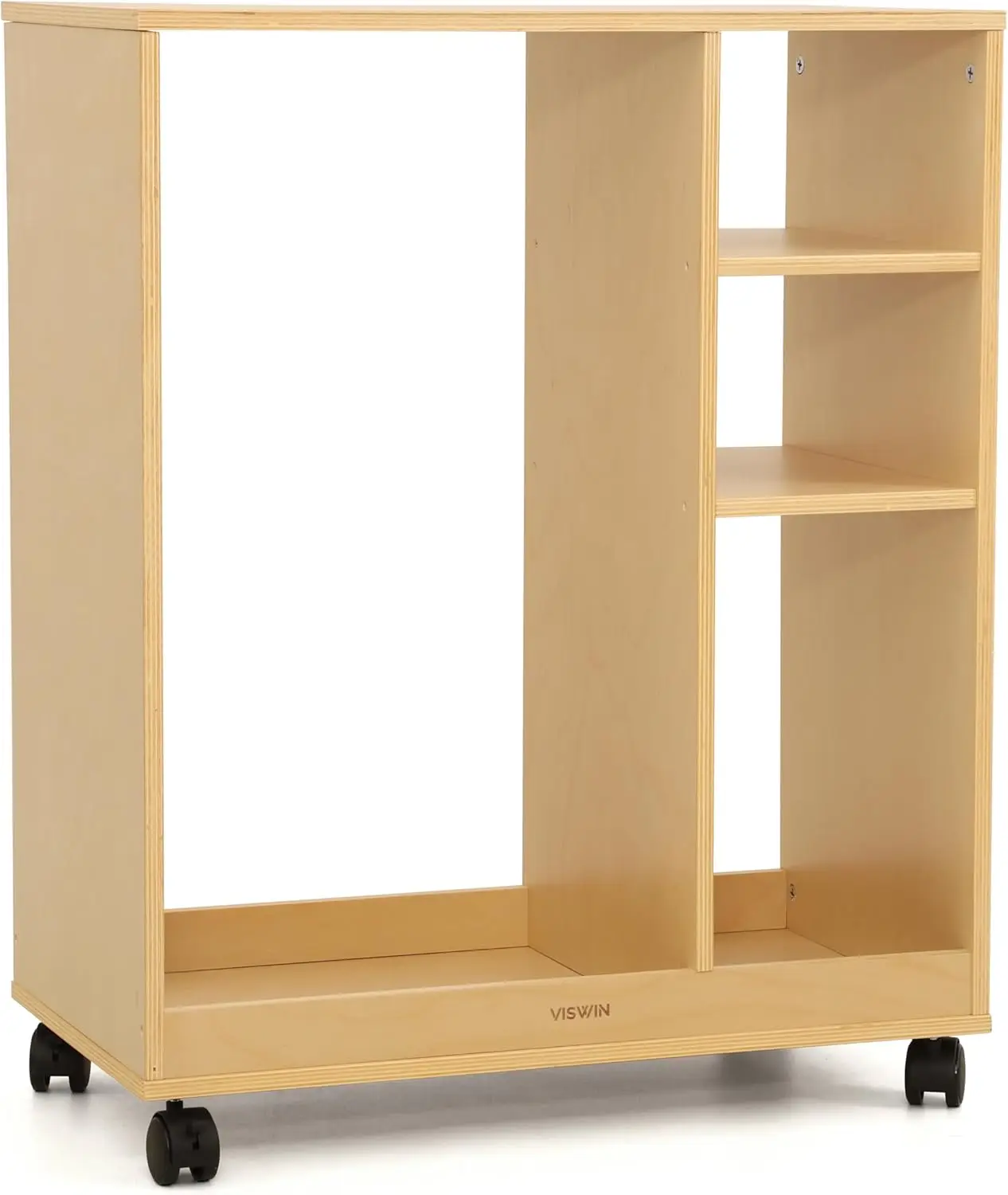 Solid Beechwood Art Cart Storage Organizer, Rolling Utility Studio Taboret with Casters,Multifunctional Storage Trolley Shelving