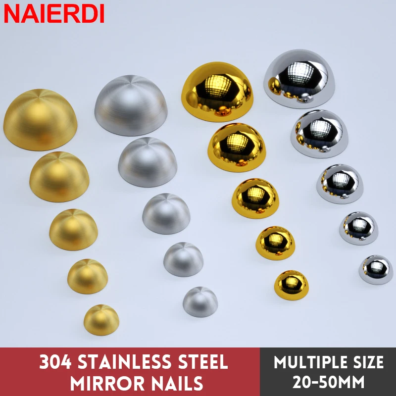 NAIERDI 4 Sets Stainless Steel Mirror Screws Billboard Decorative Screws with Caps Cover Nails Standoff Screws Glass Hardware