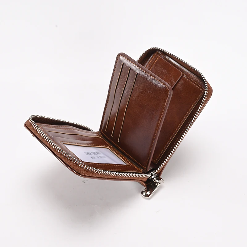 Porte-monnaie en cuir PU avec blocage RFID pour homme, portefeuilles à fermeture éclair, porte-cartes, sac d'argent pour homme, mode masculine